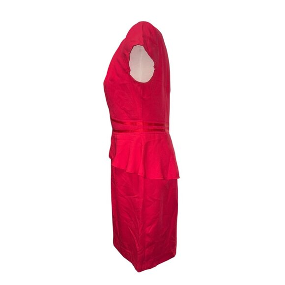 Musette Red Peplum Sheath Dress Size 10 Womens Cap Sleeve Back Zip - Picture 6 of 12